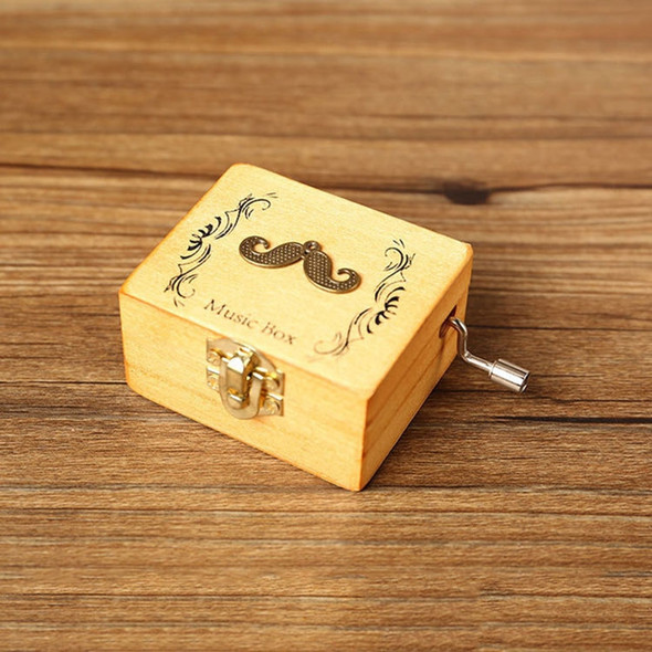 Creative Hand-cranked Wooden Music Box Valentine Day Gift(Moustache)