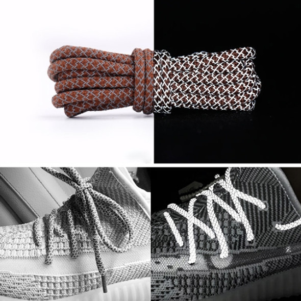 Reflective Shoe laces Round Sneakers ShoeLaces Kids Adult Outdoor Sports Shoelaces, Length:140cm(Brown)