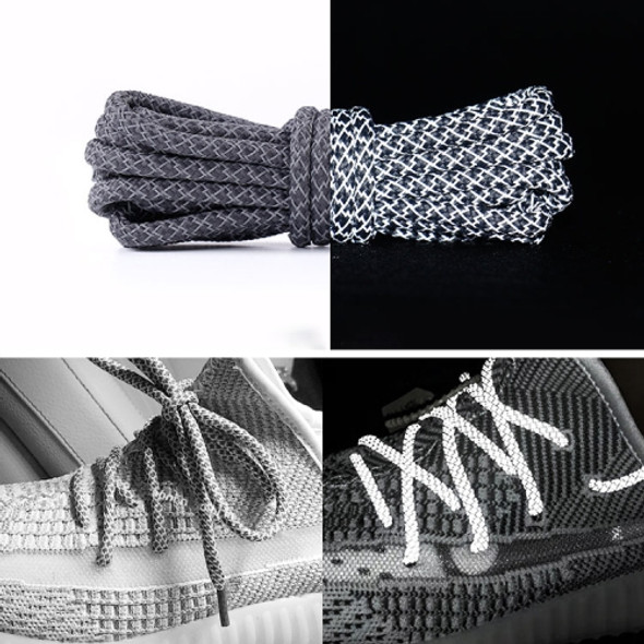 Reflective Shoe laces Round Sneakers ShoeLaces Kids Adult Outdoor Sports Shoelaces, Length:140cm(Dark Gray)