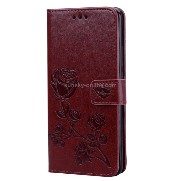 Rose Embossed Horizontal Flip PU Leather Case for Huawei Mate 20 Lite, with Holder & Card Slots & Wallet (Brown)