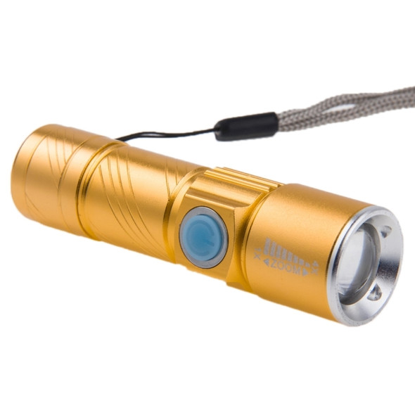 White Light Retractable Flashlight, Cree Q5 LED 3-Mode with Lanyard(Gold)