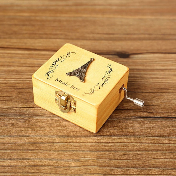 Creative Hand-cranked Wooden Music Box Valentine Day Gift(Eiffel Tower)