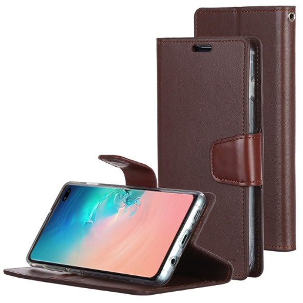 GOOSPERY SONATA DIARY Horizontal Flip Leather Case for Galaxy S10+, with Holder & Card Slots & Wallet (Brown)