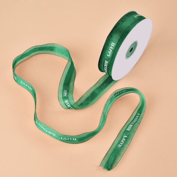 English Letter Colored Printed Ribbons Gift Bouquet Ribbons Bowknot Flowers Packaging Ribands, Size: 45m x 2.5cm(Green)