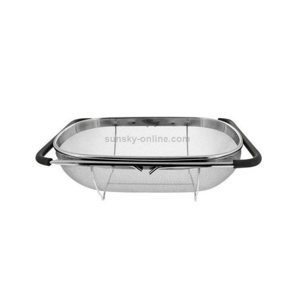 2 PCS Stainless Steel Foldingf Filter Kitchen Tools Drainage Household Retractable Vegetable Fruit Basket, Size:24x34x11cm