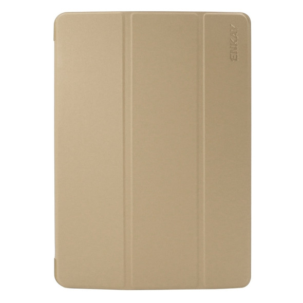 ENKAY for iPad Pro 10.5 inch Lambskin Texture + Silicone Bottom Case Horizontal Flip Leather Case with Three-folding Holder & Sleep Function(Gold)