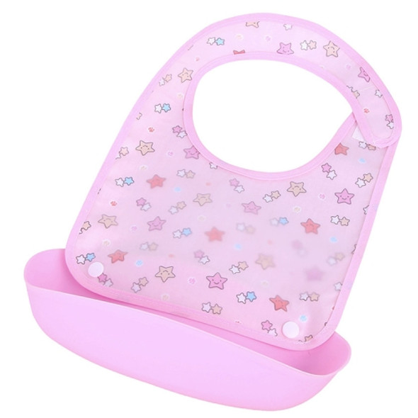 Newborn Waterproof Cartoon Cute Aprons Bib Infant Saliva Towels Baby Bibs(Pink Star)