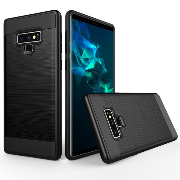Brushed Texture Shockproof Rugged Armor Protective Case for Galaxy Note 9(Black)