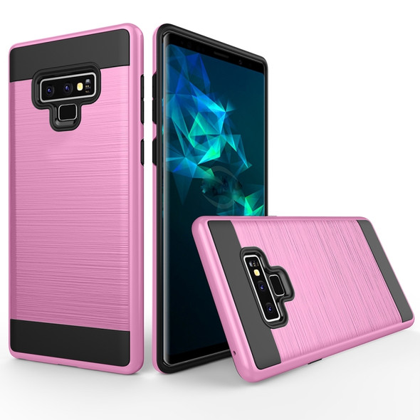 Brushed Texture Shockproof Rugged Armor Protective Case for Galaxy Note 9(Pink)
