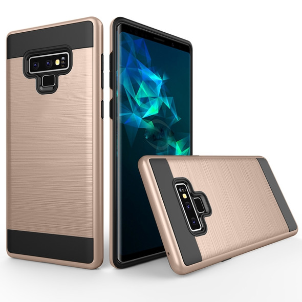 Brushed Texture Shockproof Rugged Armor Protective Case for Galaxy Note 9(Gold)