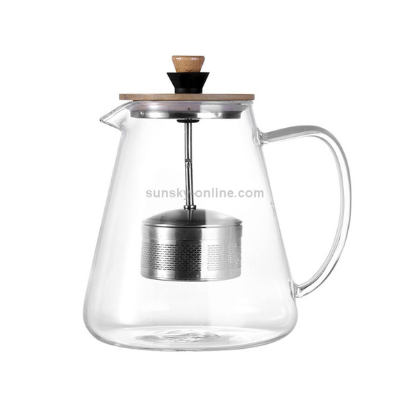 Stainless Steel Infuser Teapot Clear Borosilica Glass Filter Heat Resistant Coffee Puer Tea Pot Heated Container Boiling Kettle, Size:1500ml