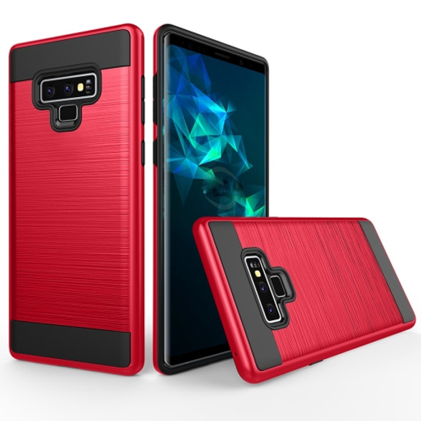 Brushed Texture Shockproof Rugged Armor Protective Case for Galaxy Note 9(Red)