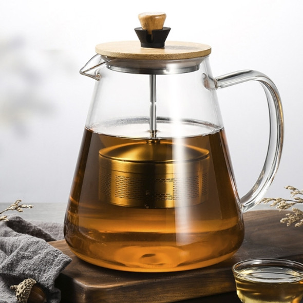 Stainless Steel Infuser Teapot Clear Borosilica Glass Filter Heat Resistant Coffee Puer Tea Pot Heated Container Boiling Kettle, Size:950ml