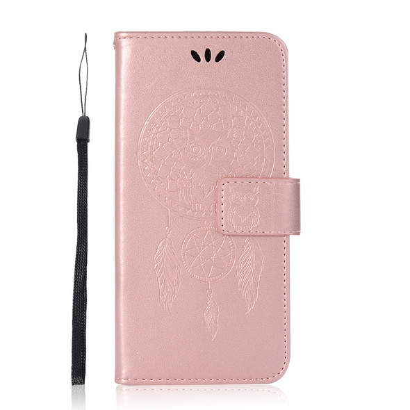 Wind Chime Owl Embossing Pattern Horizontal Flip Leather Case with Holder & Card Slots & Wallet For Galaxy S9(Rose Gold)