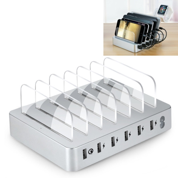 Multi-function AC 100V~240V 6 Ports USB-C PD Detachable Charging Station Smart Charger, US/EU/UK/AU/Japanese Plug, For iPad, Tablets, iPhone, Galaxy, Huawei, Xiaomi, LG, HTC and Other Smart Phones, Rechargeable Devices(White)
