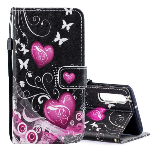 Peach Heart Pattern Horizontal Flip Leather Case for Huawei P30, with Holder & Card Slots & Wallet