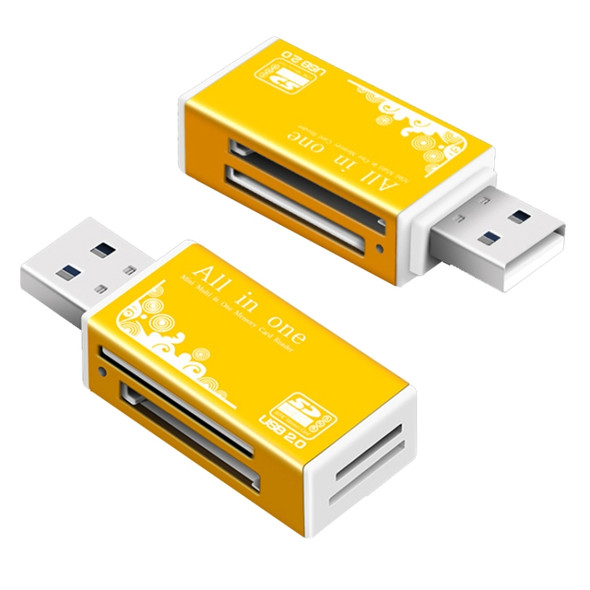 Multi in 1 Memory SD Card Reader for Memory Stick Pro Duo Micro SD, TF, M2, MMC, SDHC MS Card(Gold)