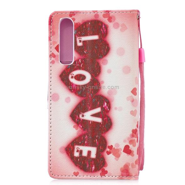 Love Pattern Horizontal Flip Leather Case for Huawei P30, with Holder & Card Slots & Wallet