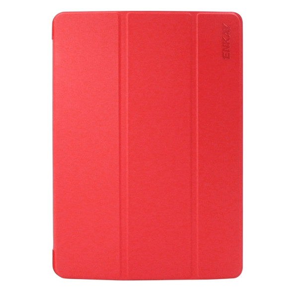 ENKAY for iPad Pro 10.5 inch Lambskin Texture + Silicone Bottom Case Horizontal Flip Leather Case with Three-folding Holder & Sleep Function(Red)
