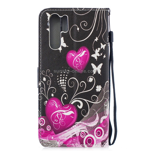 Peach Heart Pattern Horizontal Flip Leather Case for Huawei P30 Pro, with Holder & Card Slots & Wallet