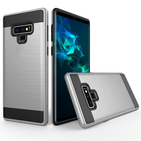 Brushed Texture Shockproof Rugged Armor Protective Case for Galaxy Note 9(Silver)