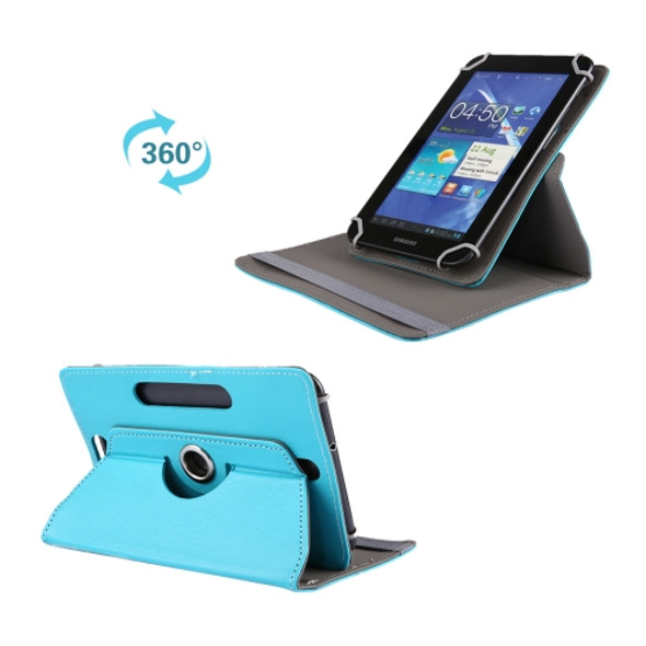 Litchi Texture 360 Degree Rotatable Universal Leather Case with Sleep / Wake-up & Holder for 7.0 inch Tablet PC(Blue)