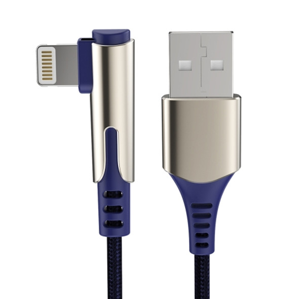 ROCK M1  8 Pin Mobile Phone Game Zinc Alloy Weave Charging Cable, Length: 1m (Blue)
