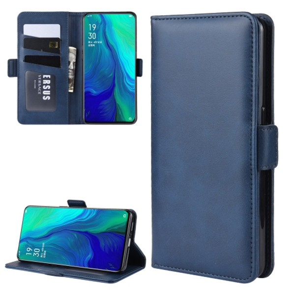 Dual-side Magnetic Buckle Horizontal Flip Leather Case for OPPO Reno 10x Zoom, with Holder & Card Slots & Wallet & Photo Frame(Dark Blue)