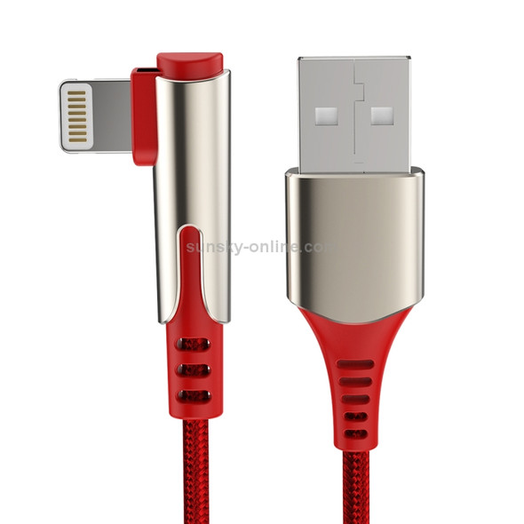 ROCK M1  8 Pin Mobile Phone Game Zinc Alloy Weave Charging Cable, Length: 1m (Red)