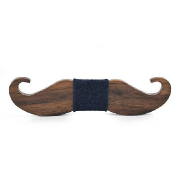 Men Wooden Beard Shape Bow Tie Suit Accessories(HHT02 Navy)