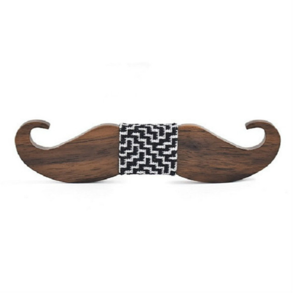 Men Wooden Beard Shape Bow Tie Suit Accessories(HHT03 Black and White)