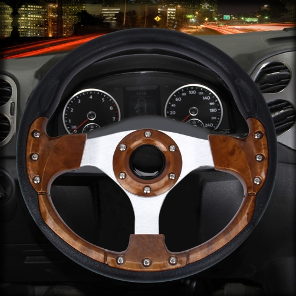 Car Modified Racing Sport Horn Button Steering Wheel, Diameter: 32cm(Brown)