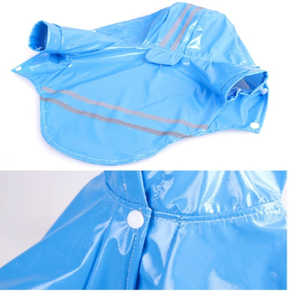 Pet Raincoat Cat Clothes PU Reflective Dog Hooded Raincoat, Size:XL(Blue)