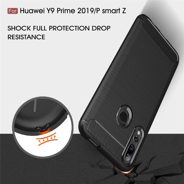 Brushed Texture Carbon Fiber TPU Case for Huawei Y9 Prime 2019 / P Smart Z(Navy Blue)
