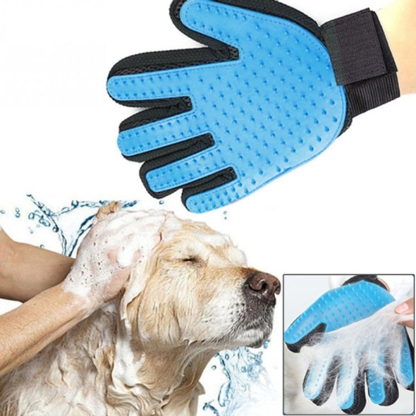 Right Hand Five Finger Deshedding Brush Glove Pet Gentle Efficient Massage Grooming(Sky Blue)