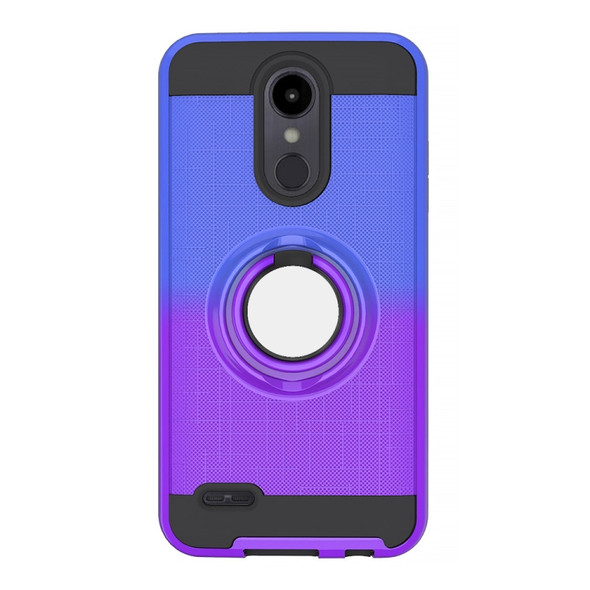 For LG Aristo 2 2 In 1 PC + TPU Protective Case with 360 Degrees Rotate Ring Holder(Blue Purple)