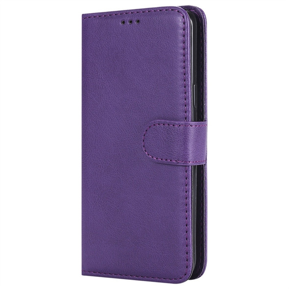 For Galaxy S9 Solid Color Horizontal Flip Protective Case with Holder & Card Slots & Wallet & Photo Frame & Lanyard(Purple)