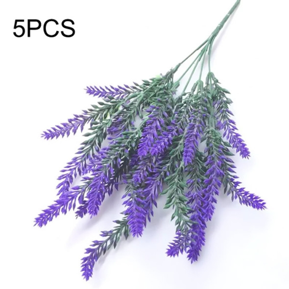 5 PCS Romantic Lavender Flower Silk Artificial Flowers Fake Flowers Grain Decorative Simulation Plants(Purple)