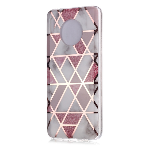 For Huawei Mate 30 Pro Plating Marble Pattern Soft TPU Protective Case(Pink)