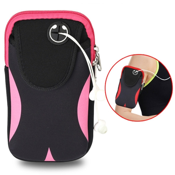 Multi-functional Sports Armband Waterproof Phone Bag for 5.5 Inch Screen Phone, Size: L(Black Pink)