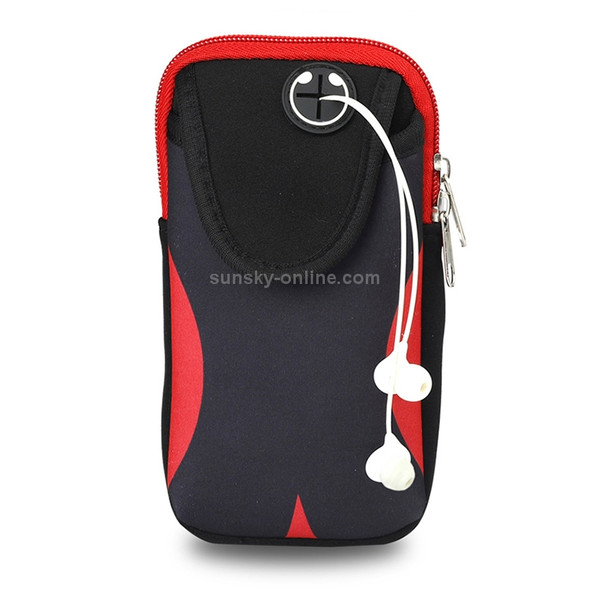 Multi-functional Sports Armband Waterproof Phone Bag for 5.5 Inch Screen Phone, Size: L(Black Red)