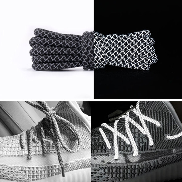 Reflective Shoe laces Round Sneakers ShoeLaces Kids Adult Outdoor Sports Shoelaces, Length:140cm(Black)