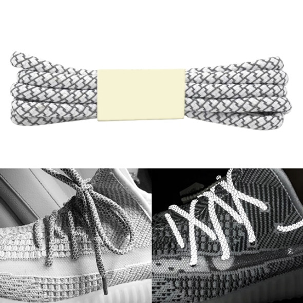 Reflective Shoe laces Round Sneakers ShoeLaces Kids Adult Outdoor Sports Shoelaces, Length:160cm(White)