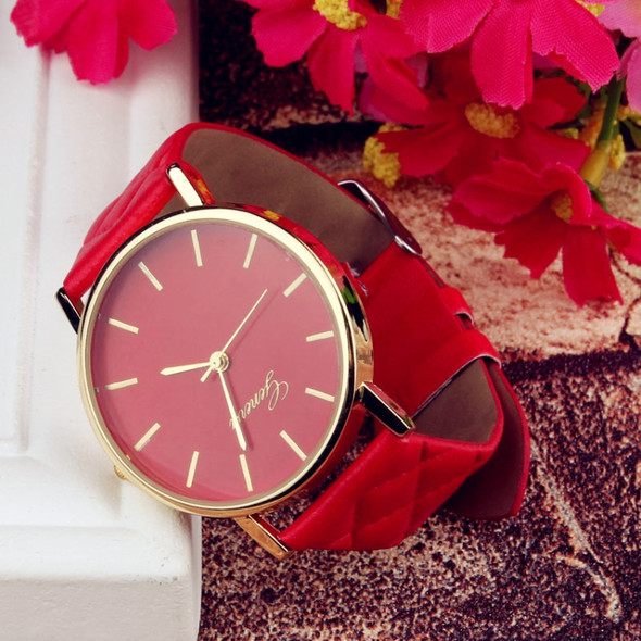 2 PCS Casual Simple Sofa Leather Quartz Couple Watch(Red)