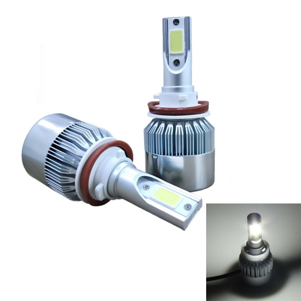 2 PCS C9 H8/H11 18W 1800LM 6000K Waterproof IP68 Car Auto LED Headlight with 2 COB LED Lamps, DC 9-36V(White Light)