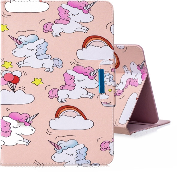 For 8 inch Tablet PC Universal Colored Drawing Horizontal Flip PU Leather Case with Holder & Card Slots(Horse and Cloud)