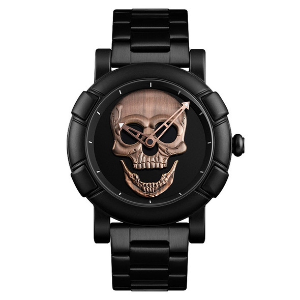 SKMEI 9178 Skull Pattern Multifunctional Outdoor Men Fashion Waterproof Quartz Wrist Watch (Bronze)