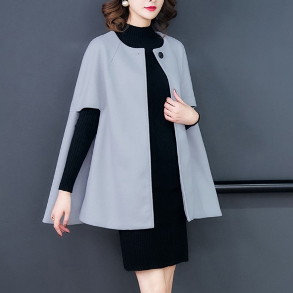 A Buckle Loose Cloak Cape Wool Coat (Grey)