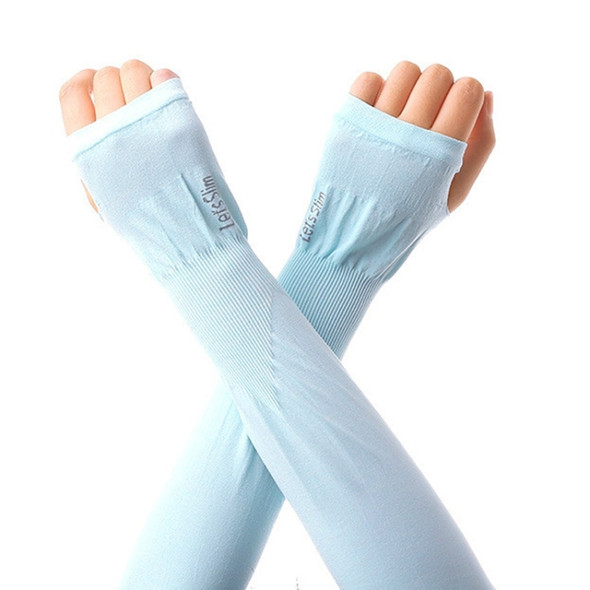 2PCS Long Ice Silk Sunscreen Sleeves Cycling Driving Outdoor UV Arm Oversleeve, Length: 38cm(Blue)