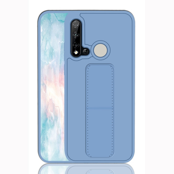 For Huawei P20 Lite Shockproof PC + TPU Protective Case with Wristband & Holder(Blue)